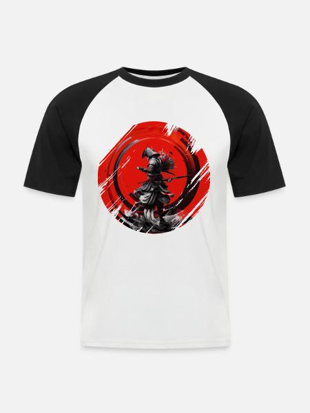 Samurai Japan Kultur - Männer Baseball-T-Shirt - Weiß/Schwarz