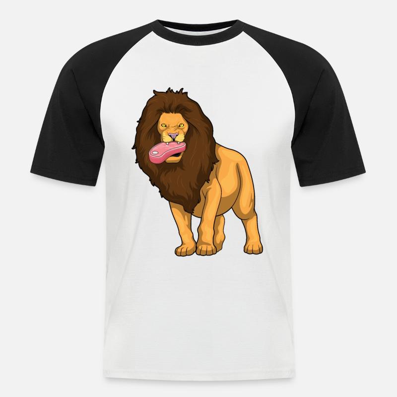 Löwe Fleisch - Männer Baseball-T-Shirt - Weiß/Schwarz