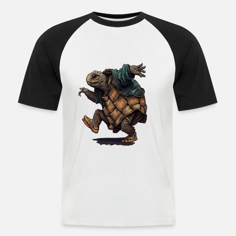 Turtle Ninja Dance funny Design - Männer Baseball-T-Shirt - Weiß/Schwarz