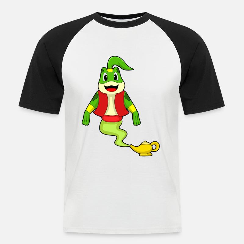 Frosch Flaschengeist - Männer Baseball-T-Shirt - Weiß/Schwarz