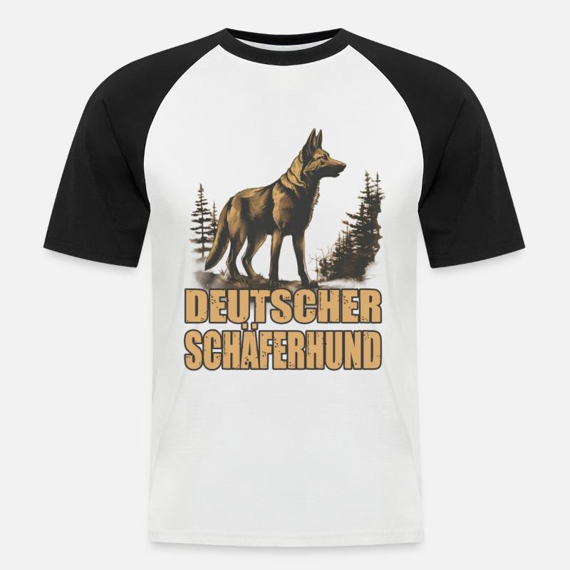 Deutscher Schäferhund Hund Hunderasse - Männer Baseball-T-Shirt - Weiß/Schwarz