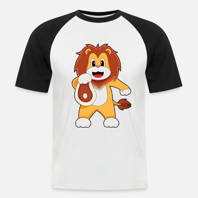 Löwe Fleisch - Männer Baseball-T-Shirt - Weiß/Schwarz