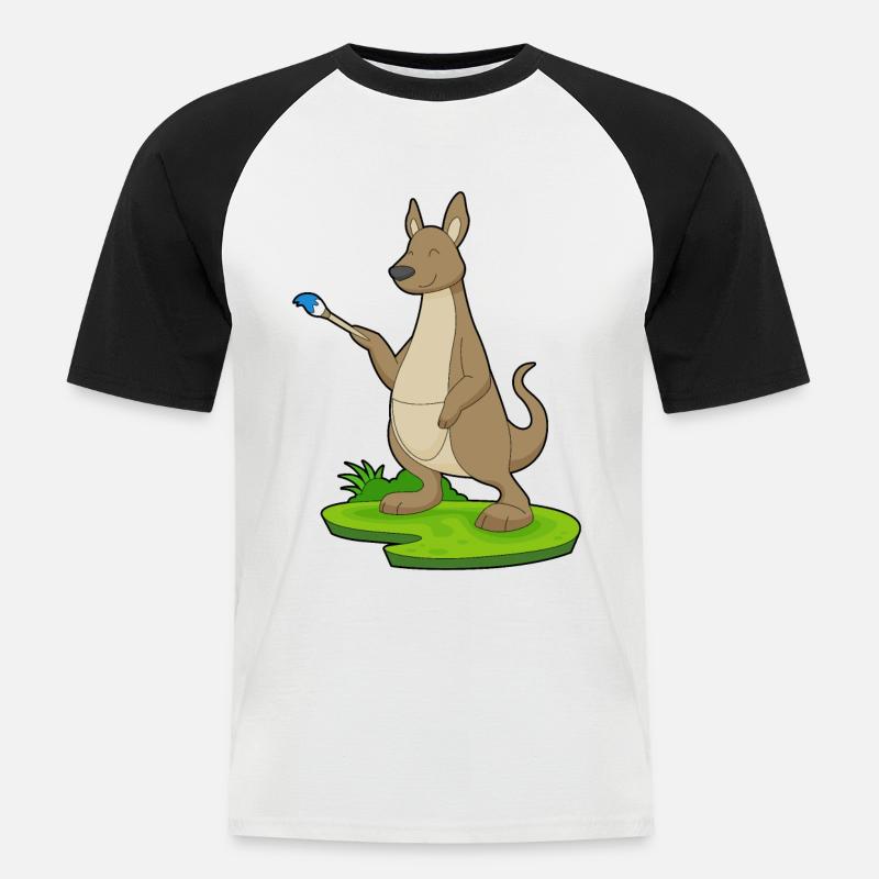 Känguru Malen Pinsel - Männer Baseball-T-Shirt - Weiß/Schwarz