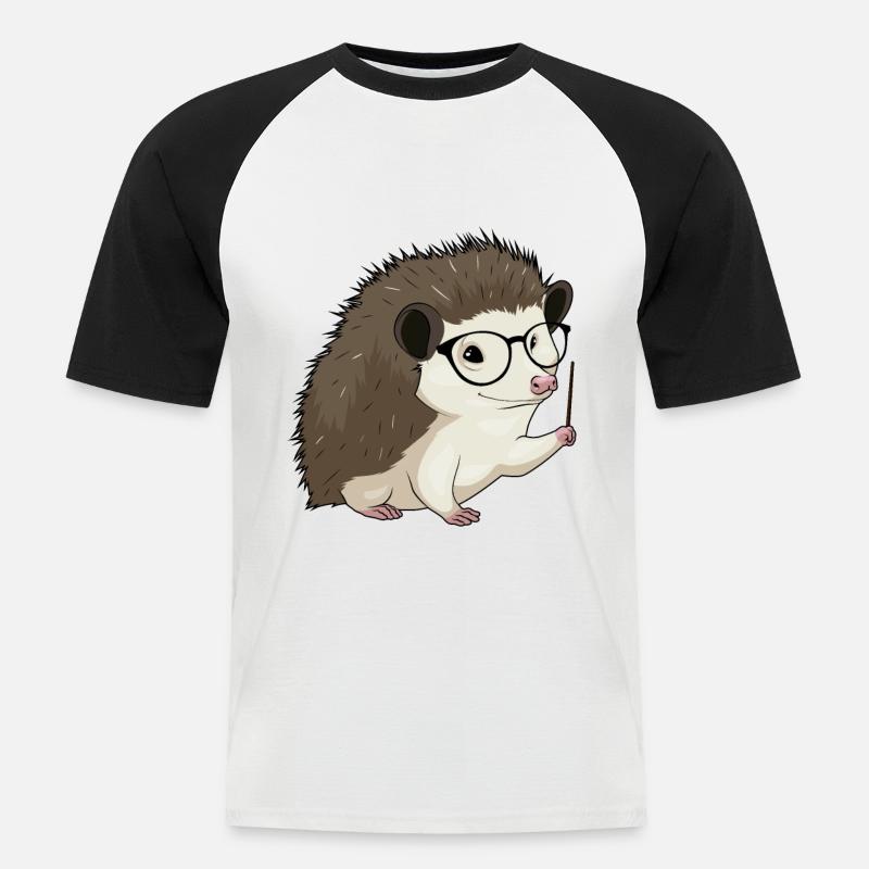 Igel Lehrer Pointer - Männer Baseball-T-Shirt - Weiß/Schwarz