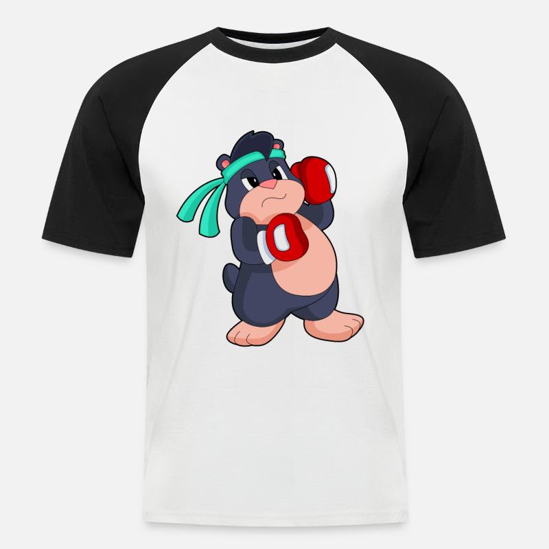 Maulwurf Boxer Boxhandschuhe - Männer Baseball-T-Shirt - Weiß/Schwarz