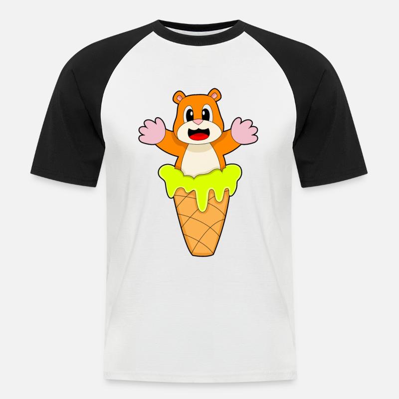 Hamster Waffeleis - Männer Baseball-T-Shirt - Weiß/Schwarz
