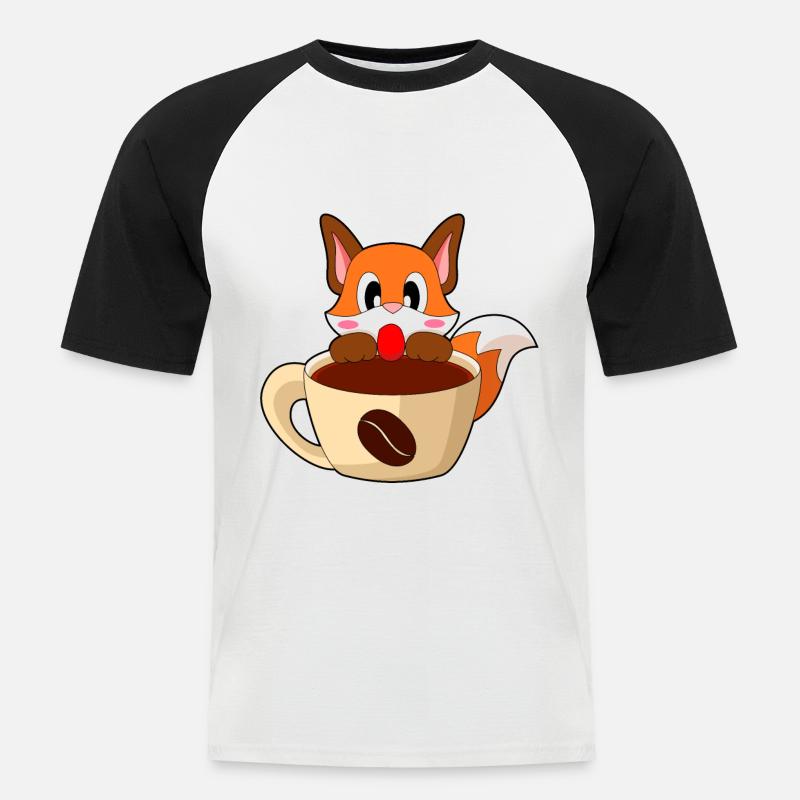 Fuchs Kaffee Tasse - Männer Baseball-T-Shirt - Weiß/Schwarz