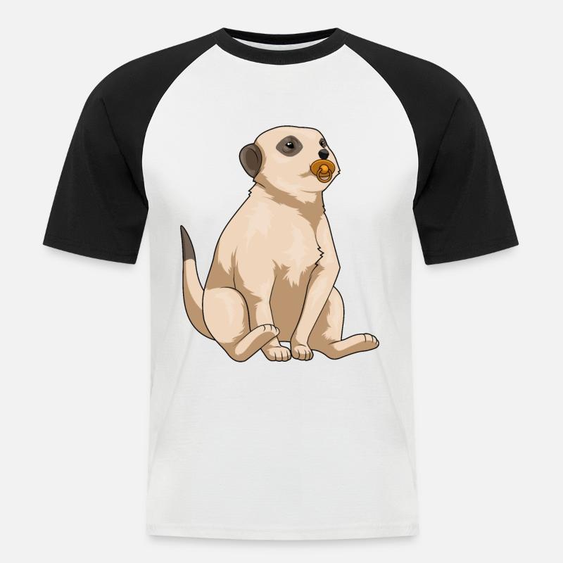 Erdmännchen Baby Schnuller - Männer Baseball-T-Shirt - Weiß/Schwarz