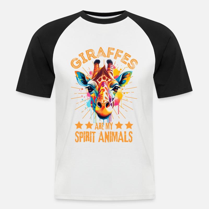 Bunte Giraffe Farbkleckse Farbspritzer - Männer Baseball-T-Shirt - Weiß/Schwarz