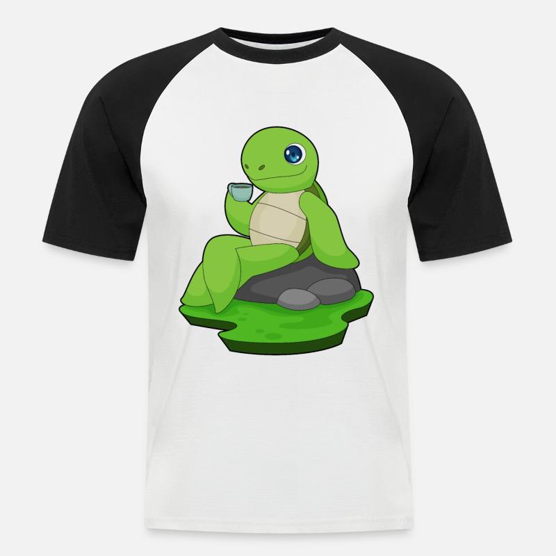 Turtle Coffee Mug - Men's Baseball T-Shirt - white/black