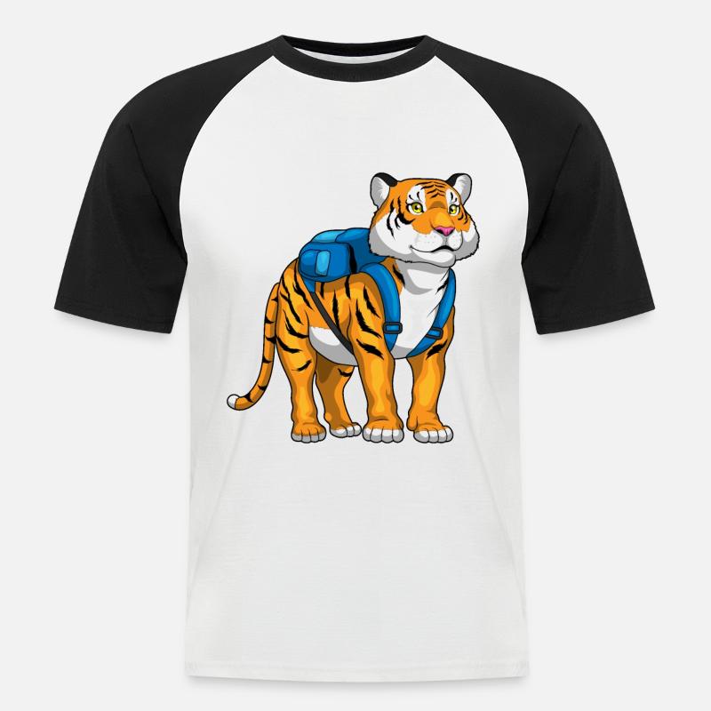 Tiger Student Backpack School - Men's Baseball T-Shirt - white/black