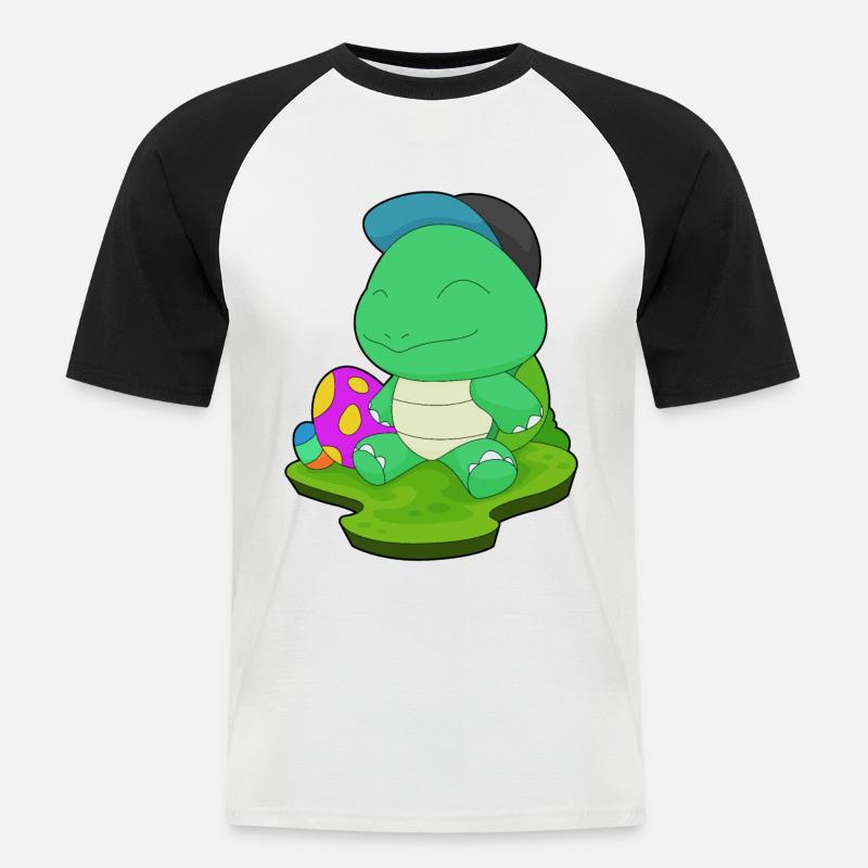 Turtle Easter Easter Eggs - Men's Baseball T-Shirt - white/black