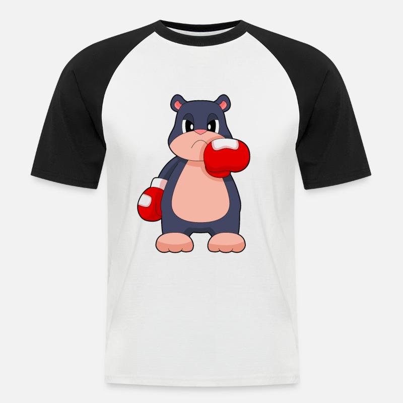 Maulwurf Boxer Boxhandschuhe Boxen - Männer Baseball-T-Shirt - Weiß/Schwarz