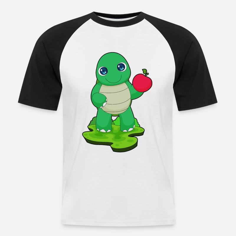 Turtle Apple Fruit - Men's Baseball T-Shirt - white/black
