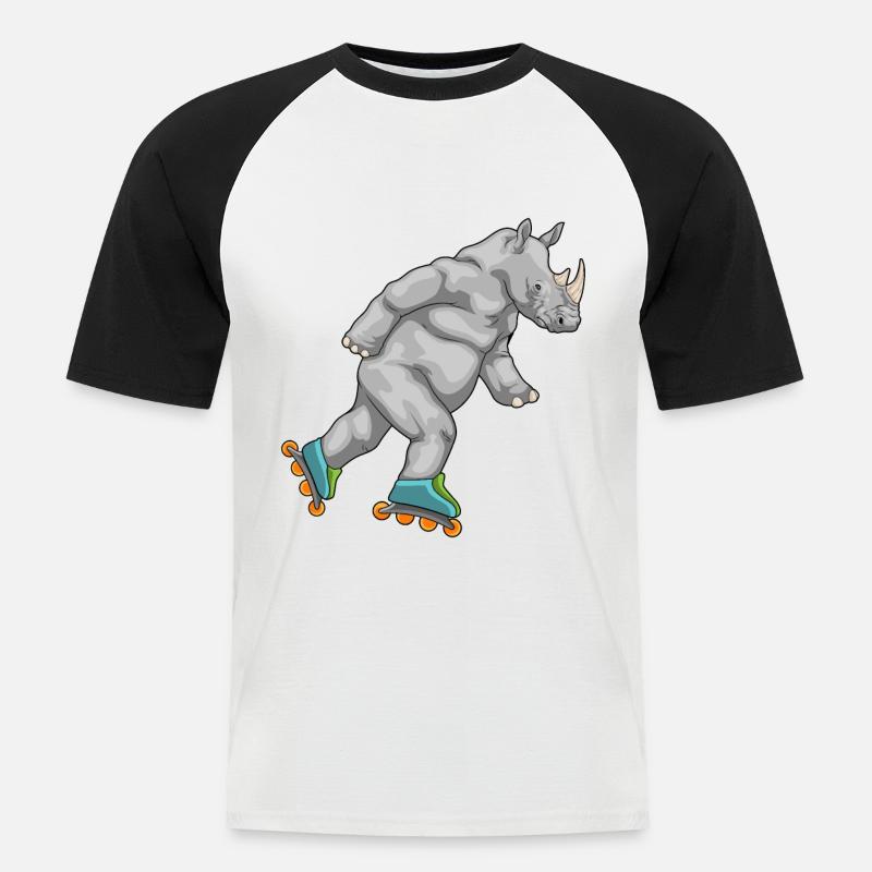 Nashorn Inline skating Rollschuhe - Männer Baseball-T-Shirt - Weiß/Schwarz