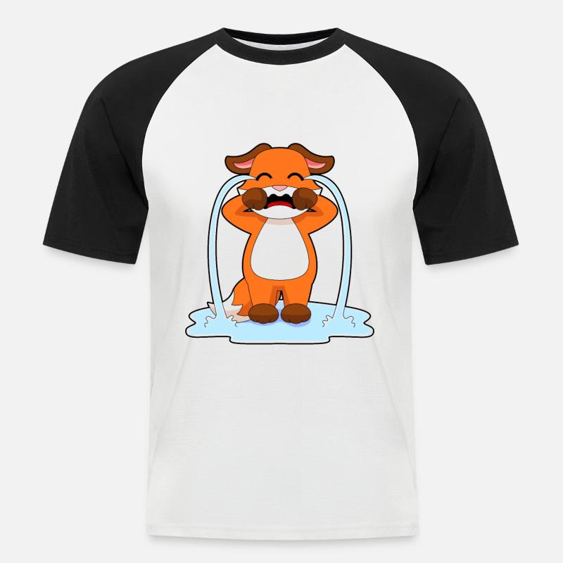 Fuchs weint - Männer Baseball-T-Shirt - Weiß/Schwarz