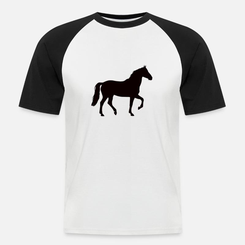 Ich mag Pferde - Männer Baseball-T-Shirt - Weiß/Schwarz