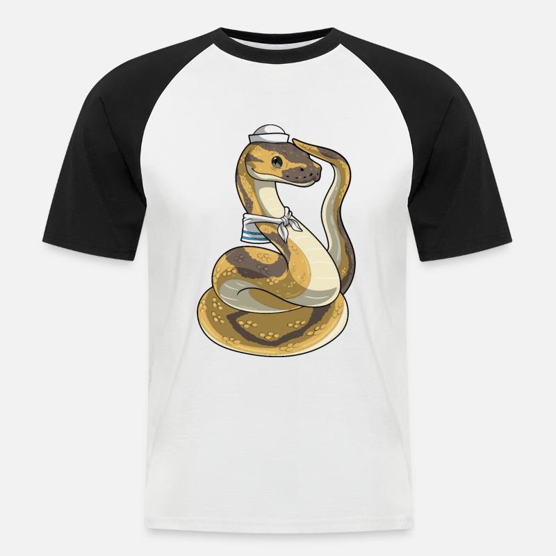 Serpente Marinaio Cappello da marinaio - Maglia da baseball a manica corta da uomo - bianco/nero