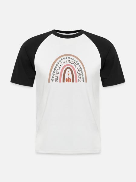 Grateful Rainbow Autumn Design - Men's Baseball T-Shirt - white/black