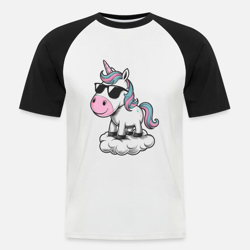 colles Einhorn - Männer Baseball-T-Shirt - Weiß/Schwarz