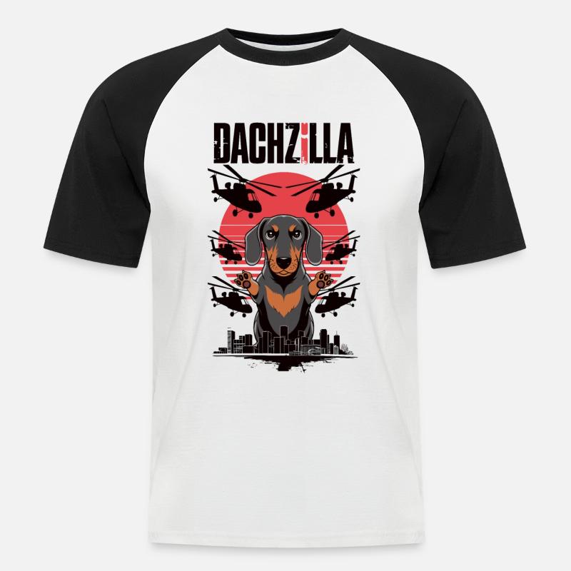 Dachszilla - Men's Baseball T-Shirt - white/black