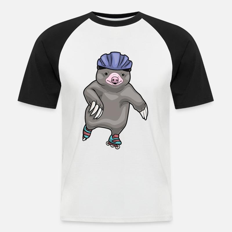 Maulwurf Inline skating Rollschuhe - Männer Baseball-T-Shirt - Weiß/Schwarz