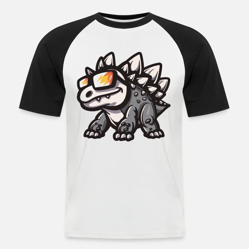 Dinosaurier stegosaurus Cool Comic - Männer Baseball-T-Shirt - Weiß/Schwarz