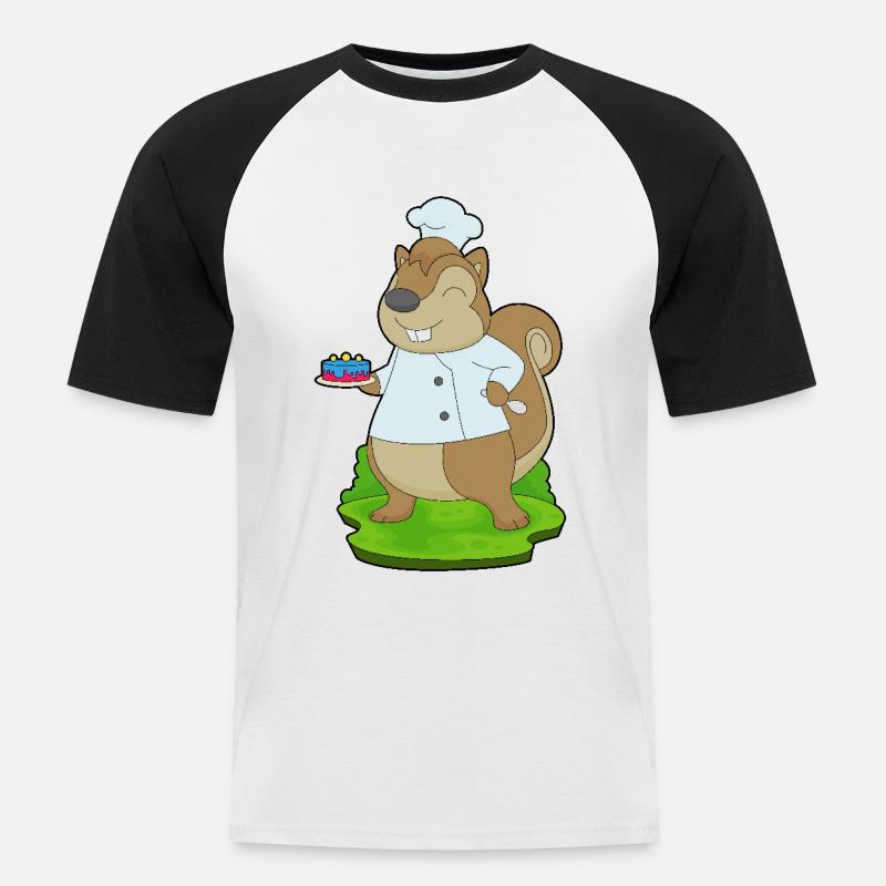 Squirrel Birthday Chef - Men's Baseball T-Shirt - white/black
