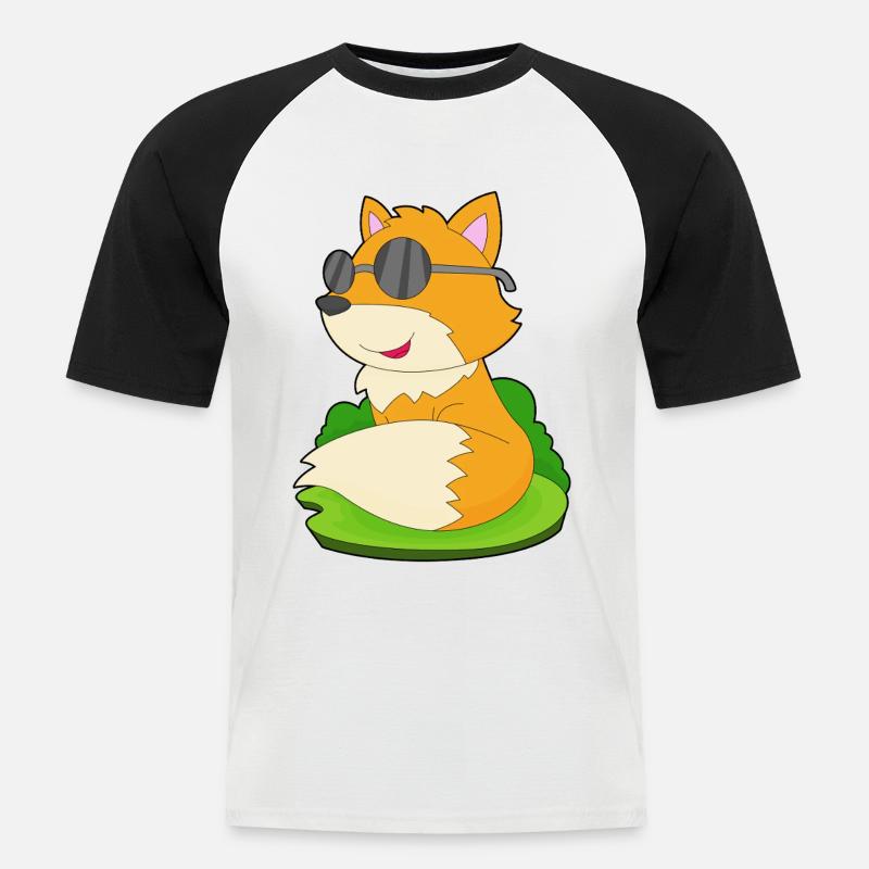 Fuchs Sonnenbrille - Männer Baseball-T-Shirt - Weiß/Schwarz