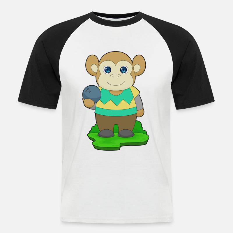 Monkey Bowling Bowling Ball - Men's Baseball T-Shirt - white/black