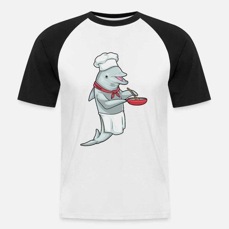 Cuisson à la poêle Dolphin - T-shirt baseball manches courtes Homme - blanc/noir
