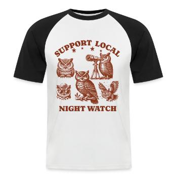 hibou Love Support Veille de nuit locale - T-shirt baseball manches courtes Homme - blanc/noir - Devant - Nik (191cm)