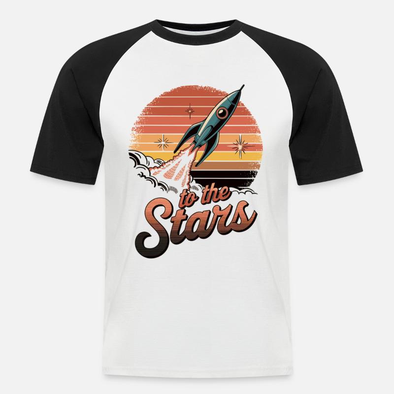 Flug zu den Sternen - Männer Baseball-T-Shirt - Weiß/Schwarz