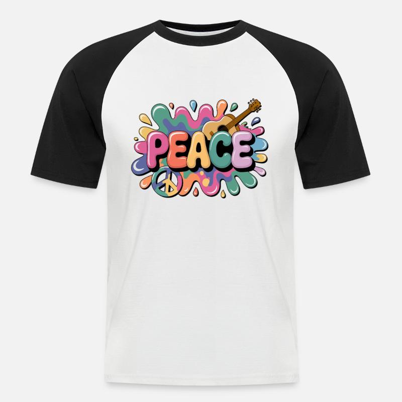 PEACE – Psychedelic - Men's Baseball T-Shirt - white/black