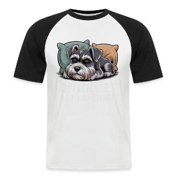 Offizielles Schlafshirt Schnauzer - Männer Baseball-T-Shirt - Weiß/Schwarz - Vorne - Nik (191cm)