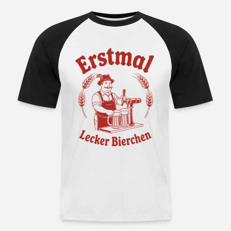 Erstmal lecker Bierchen - Männer Baseball-T-Shirt - Weiß/Schwarz
