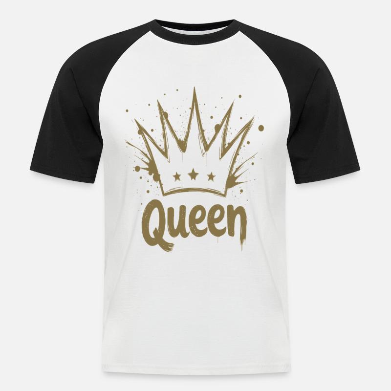 Queen Krone Splash - Männer Baseball-T-Shirt - Weiß/Schwarz