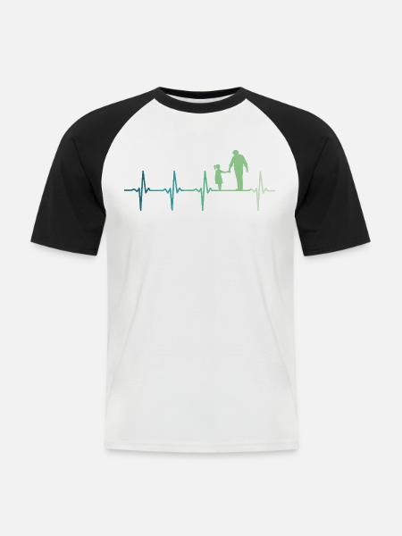 Père et fille battement de coeur papa et fillette - T-shirt baseball manches courtes Homme - blanc/noir