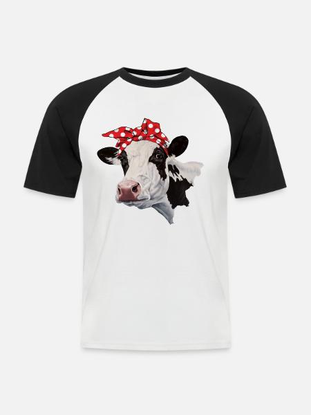 Kuh Bandana - Männer Baseball-T-Shirt - Weiß/Schwarz