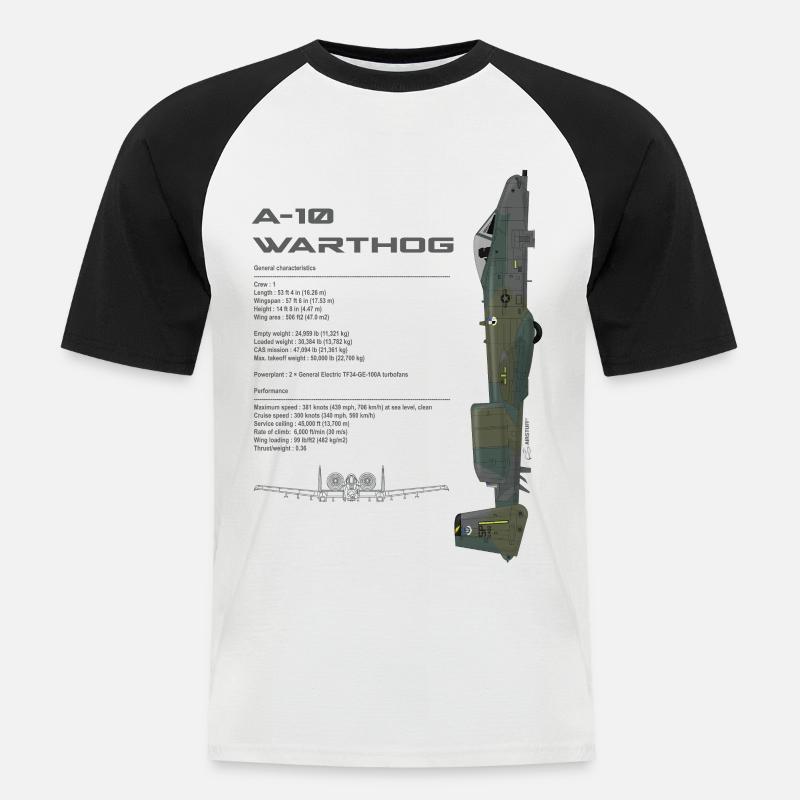 A-10 WARTHOG - AS2012 - Männer Baseball-T-Shirt - Weiß/Schwarz