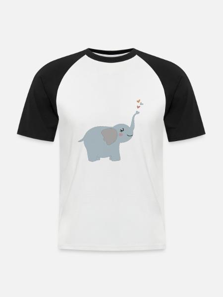 Süßer Elefant - Männer Baseball-T-Shirt - Weiß/Schwarz