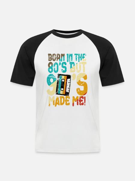 Jaren 80 geboren in de jaren 80 - Mannen baseballshirt korte mouw - wit/zwart