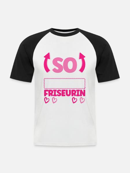 Friseurin - Männer Baseball-T-Shirt - Weiß/Schwarz