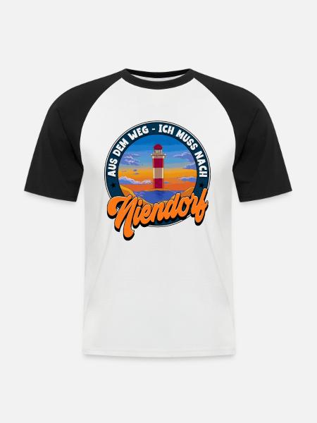 Niendorf - Männer Baseball-T-Shirt - Weiß/Schwarz