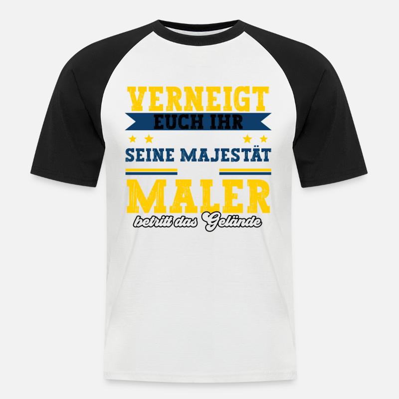 Maler - Männer Baseball-T-Shirt - Weiß/Schwarz