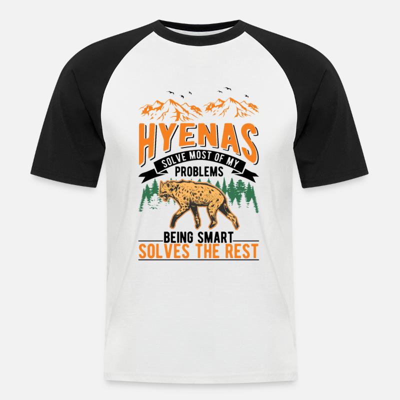 Hyäne Geschenk Erdwolf Hyena - Männer Baseball-T-Shirt - Weiß/Schwarz