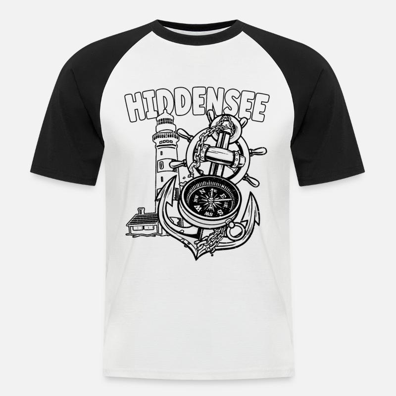 Hiddensee - Männer Baseball-T-Shirt - Weiß/Schwarz