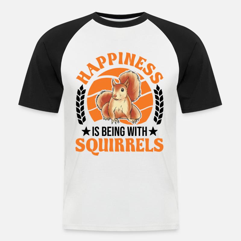 Squirrel Luck Grey Squirrel - Men's Baseball T-Shirt - white/black