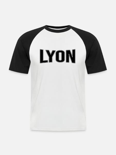 Lyon - Männer Baseball-T-Shirt - Weiß/Schwarz