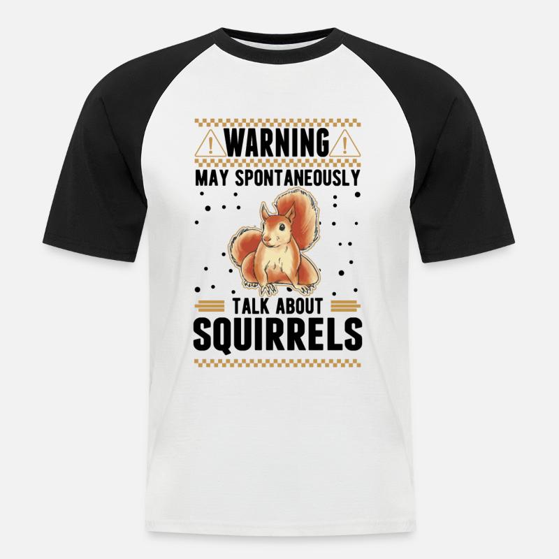 Warnung Eichhörnchen Grauhörnchen - Männer Baseball-T-Shirt - Weiß/Schwarz